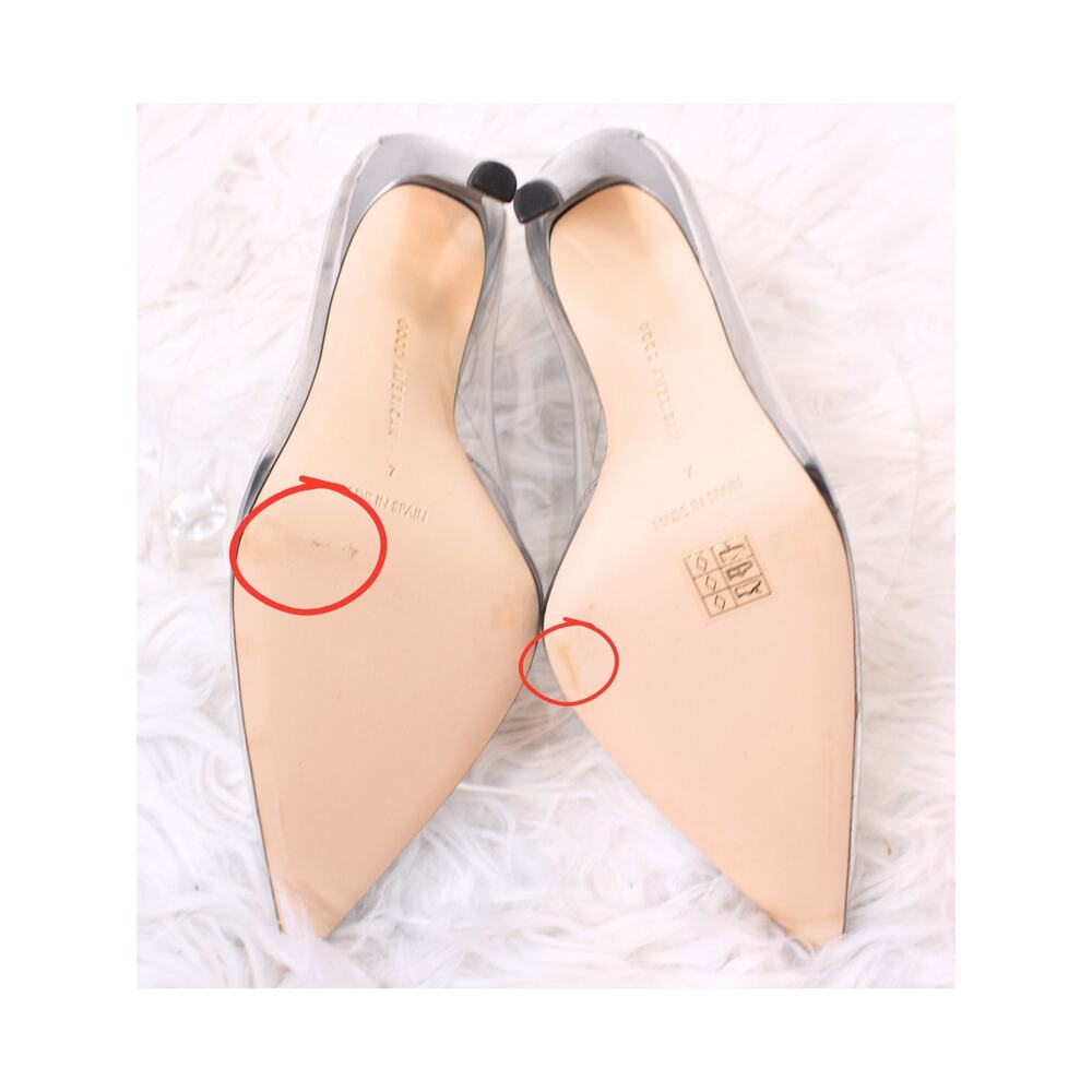 Good American Clear High Heels Pumps Size 7 Formal Party Cinderella Pointed Toe - Picture 5 of 6